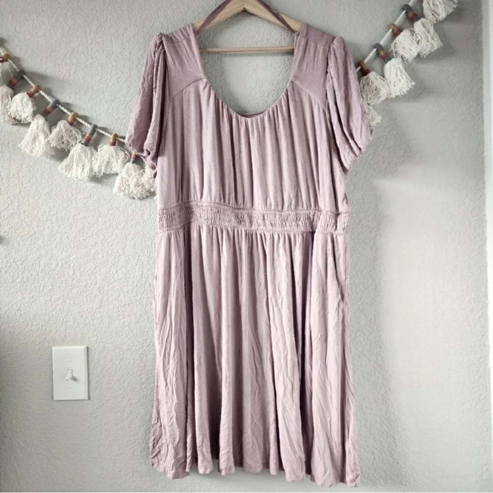 Torrid Super Soft Knit Blush Pink Pocke Jersey Empire Waist Puff Sleeve Dress 2X